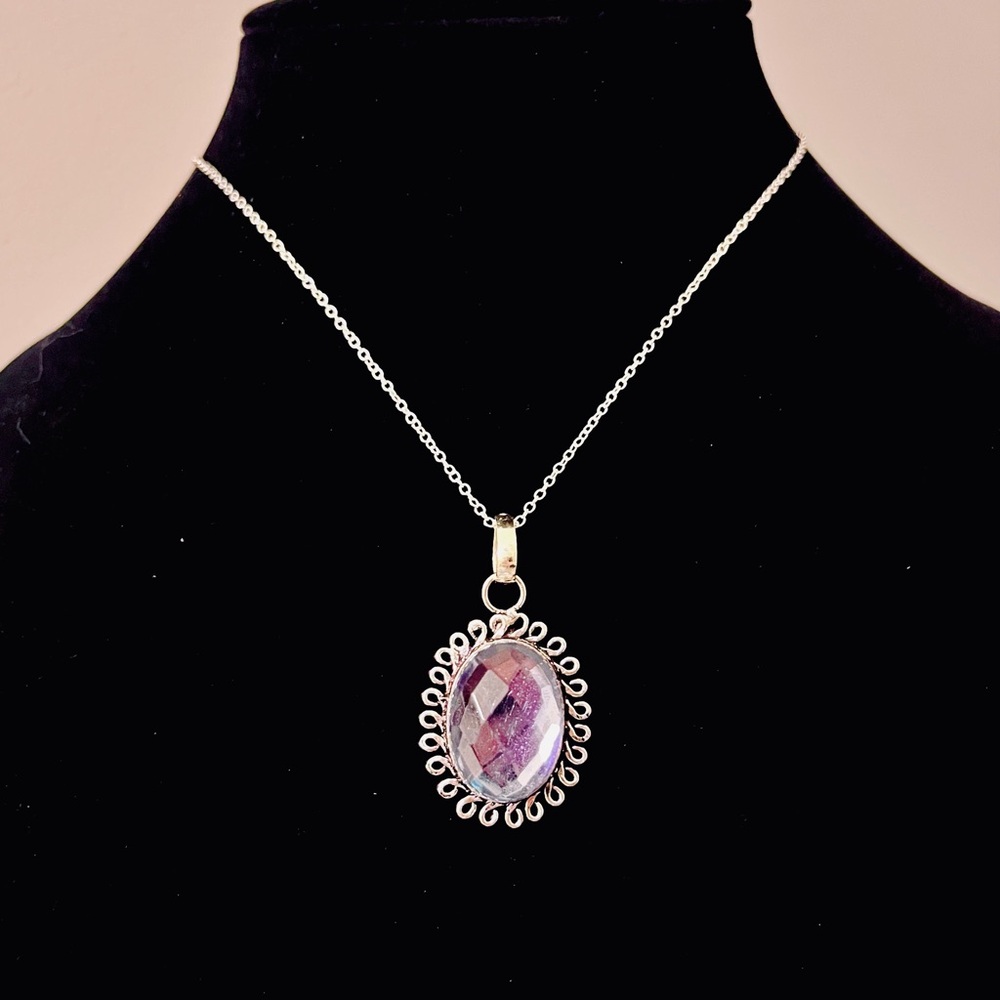 925 Sterling Silver Purple Pendant Necklace